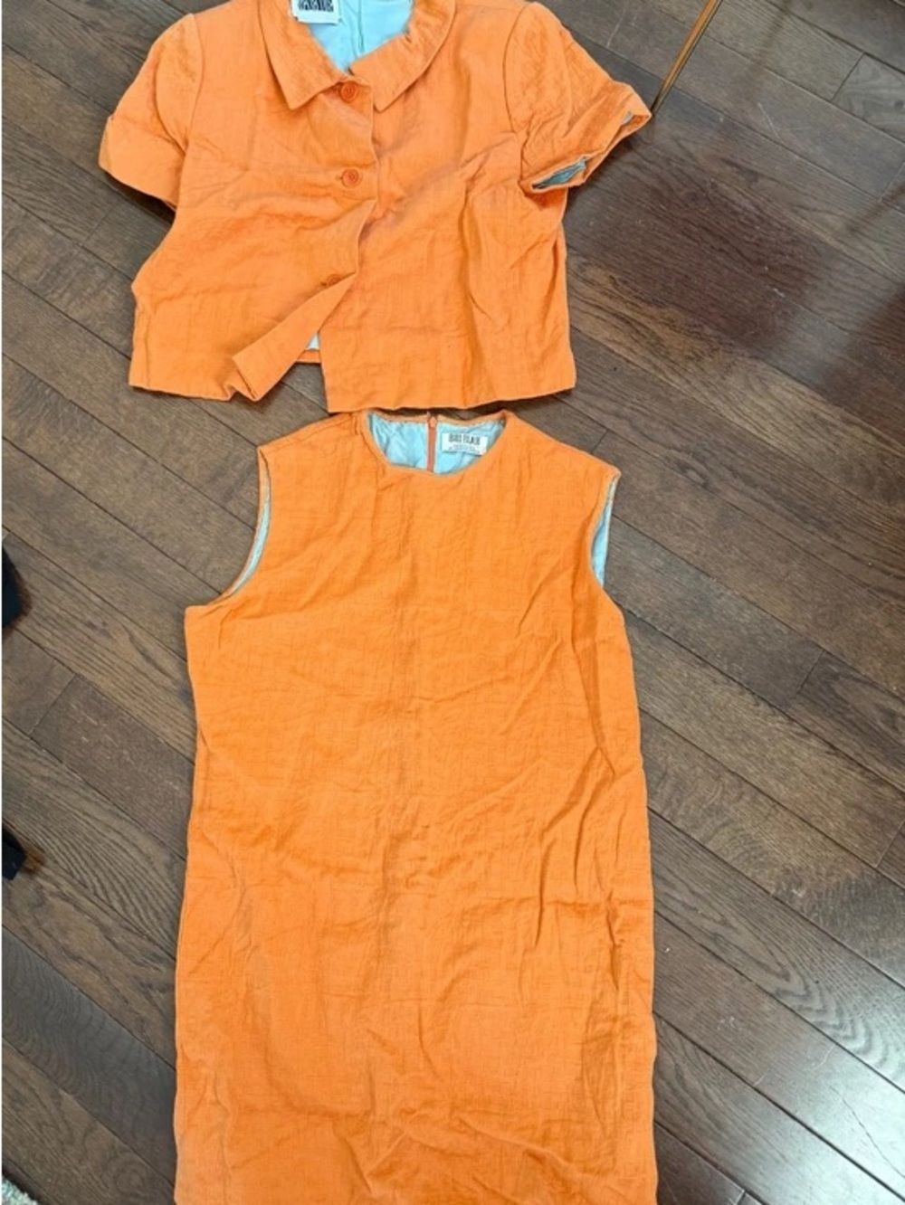 Vintage Bill Blass Orange Two-Piece Linen Dress Set